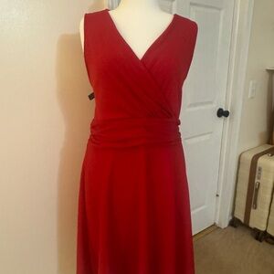 Tommy Hilfiger Red V-Neck Midi Dress